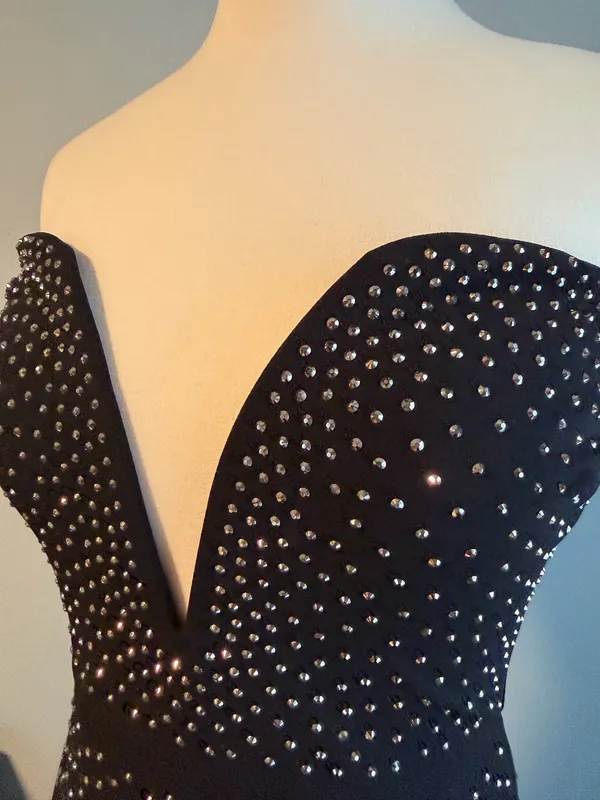 Windsor Rhinestone Embellished Strapless Black Homecoming Formal Dress - Image 3