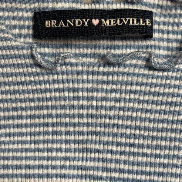 Brandy‎ Melville Navy Striped Short Sleeve Top Cotton One Size EUC - Image 4