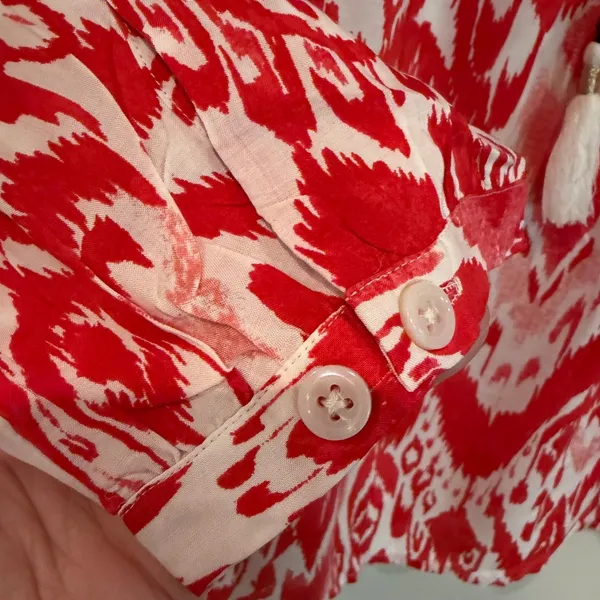 Chico's Popover Ikat Flare Top Women's 3 XL‎ Scarlet Boho Hippie Classic Fairy - Image 5