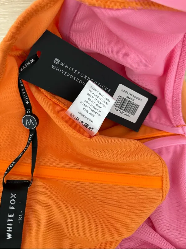 White Fox XL NEW Heavenly Hour Bustier Cami Orange Pink Rave Nightclub - Image 7