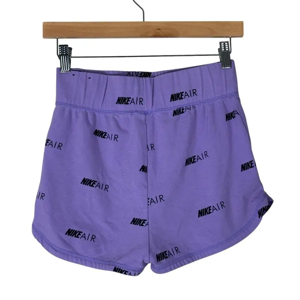 Nike Air Logo Print Jersey Shorts Purple Athletic High Waisted Size S - Image 4