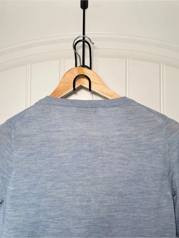 J. Crew Small Merino Wool Heather Blue Asymmetrical Sweater Soft Minimalist - Image 5