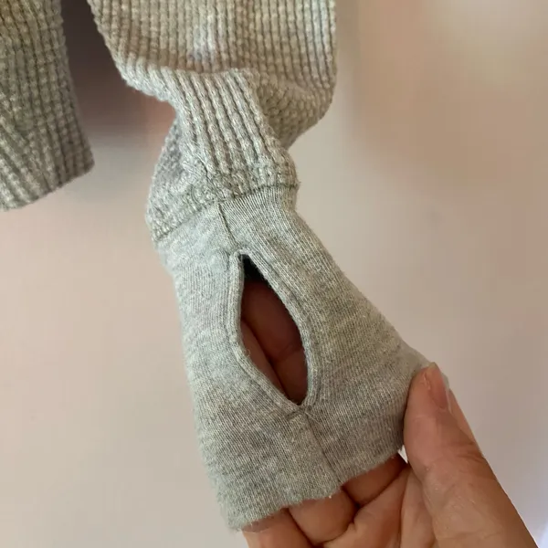 Offline by Aerie Gray Thermal Waffle Knit Long Sleeve Loungewear Women's size XS - Image 5