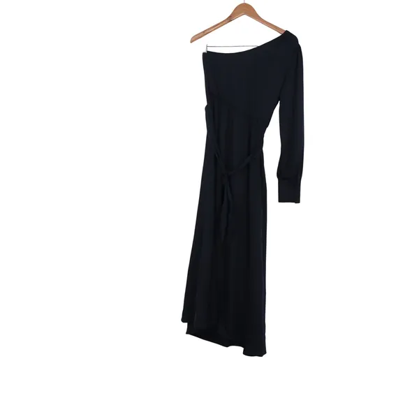 Kirundo Navy Blue One Shoulder Maxi Dress Single Long Sleeve Tie Waist Size M - Image 4