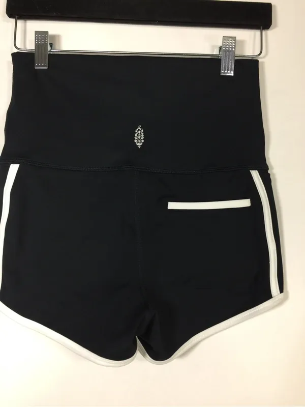 Free People Sporty Black High-Rise Athletic Shorts with White Trim - Image 11