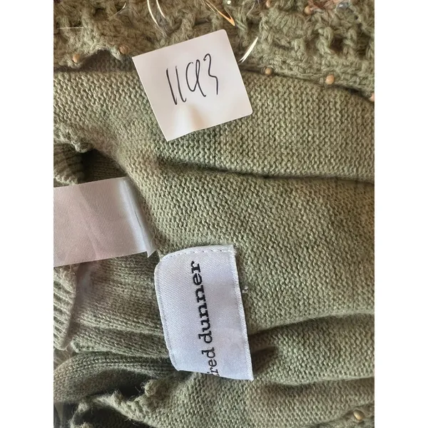 Alfred Dunner VTG Green Crochet Beaded Floral Sweater Top Coastal Grandmacore Cottage Boho 70s - Image 6