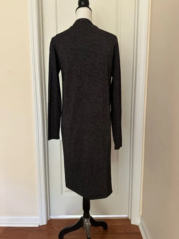 Tahari Woman’s Open Front Long Line Black Cardigan, Sz M - Image 6