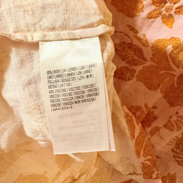 Farm Rio floral lobster print pink & orange linen blend mini dress - Image 9