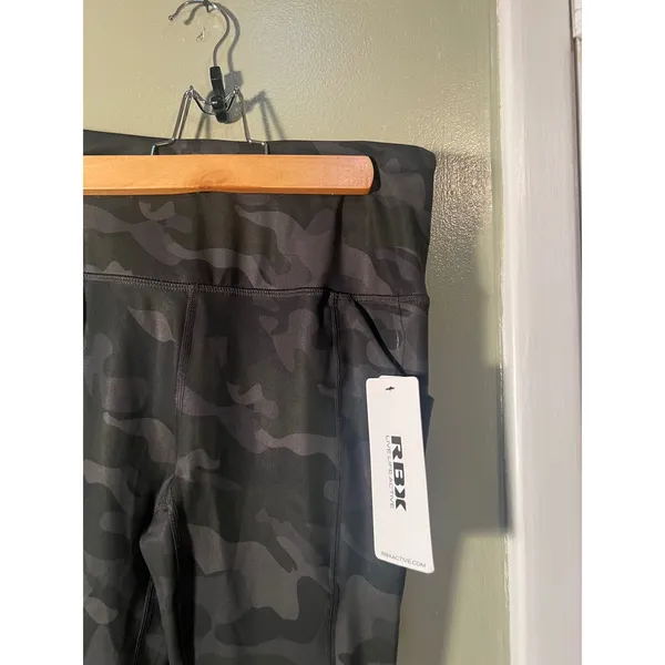 RBX Womens Size Small Full Length Legging Black Gray Camo Side Pockets High Rise - Image 8