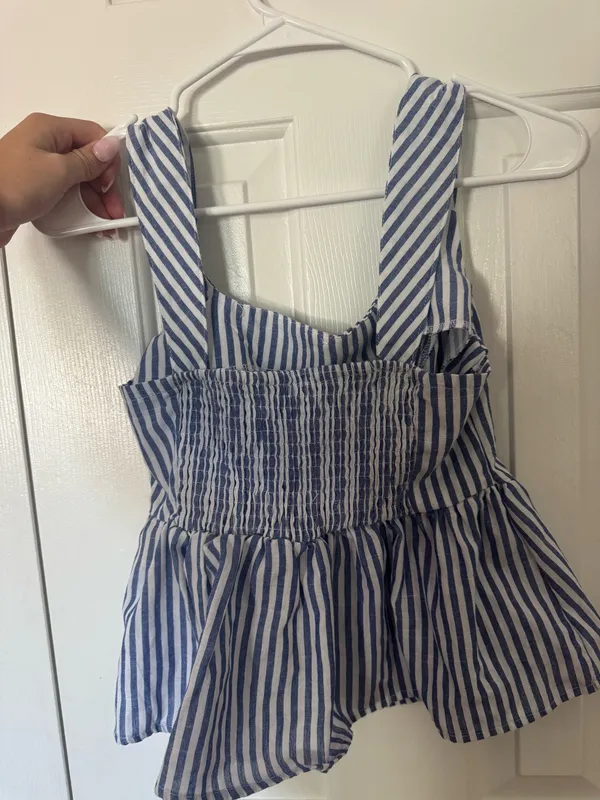 Blue and white striped going out top - Image 2