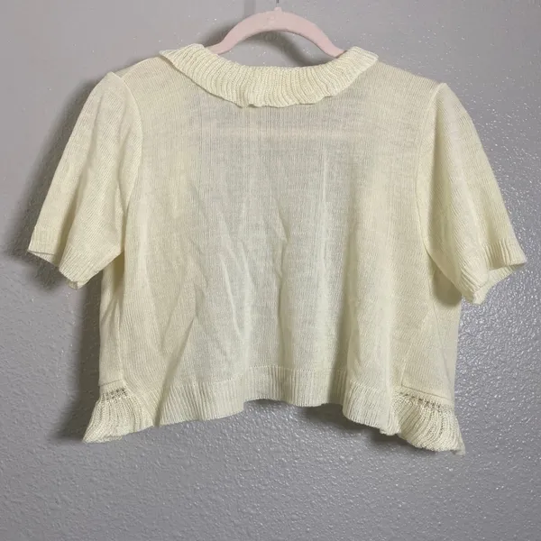 Cream Knit Cardigan 1X Ruffle‎ Feminine Cottagecore Mori Kei Coquette Knitted - Image 2