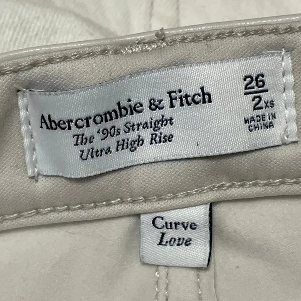 Abercrombie & Fitch Cream Ultra High Rise Straight Denim Jeans Pants Size 26/2XS - Image 4