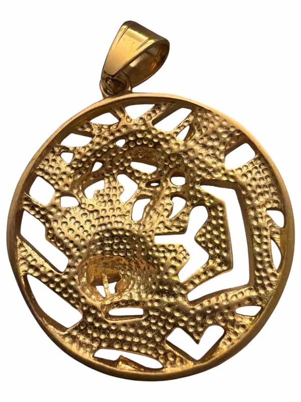 Gold-Tone Leopard Pendant with Green Crystal Eyes - Image 2