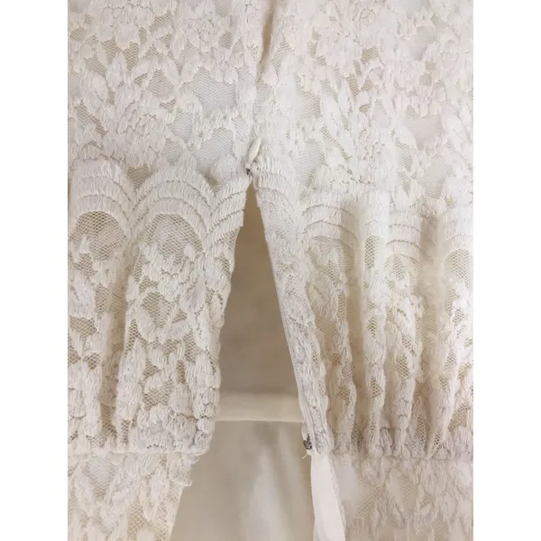 Pins And Needles Urban Outfitters Ivory‎ Cream Lace Sleeveless Peplum Dress XS - Image 6