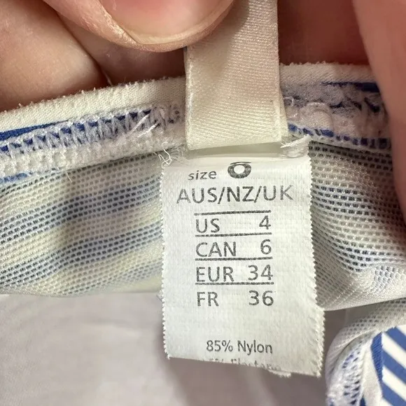Sea Level Australia Blue White Striped Ruched One Piece Swimsuit‎ US 4 Nautical - Image 5