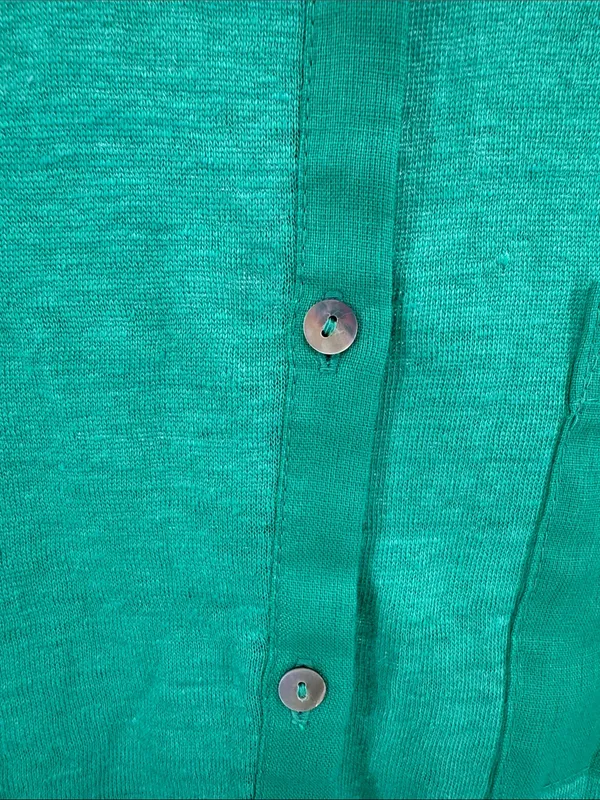 Sigrid Olsen Green Women's Lightweight 100% linen button front top M casual - Image 9