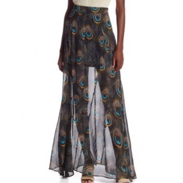 Like New Show Me Your Mumu Peacock Feather Maxi Skirt Size Small - Image 3