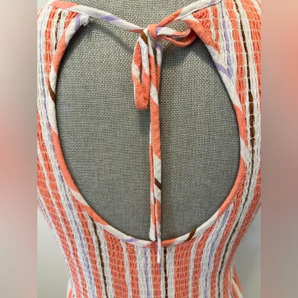 A New Day Midi vertical stripe sleeveless midi smocked dress medium flutter - Image 6