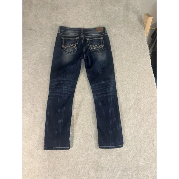 BKE Jeans Women's 27x28 Sabrina Stretch‎ Straight Dark Wash Denim Distress Crop - Image 7