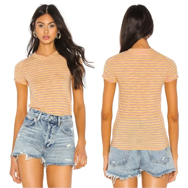 Free People • Night Sky Tee pink stripe Summer Rose baby t shirt - Image 6