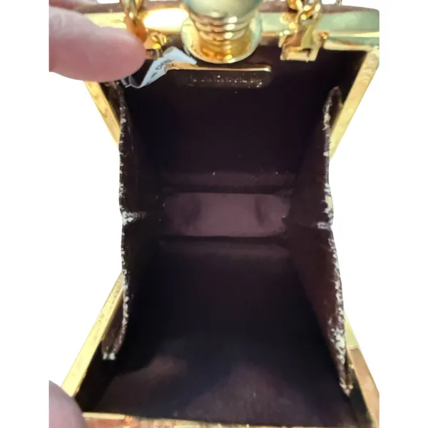 Inge Christopher Purse Clutch Crossbody Bag Small Faux Suede Gold Chain - Image 3