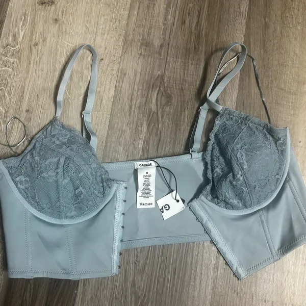 Garage Bustier Womens PS Medium Seafoam Combo Lace Bra Clasp Cropped - Image 5