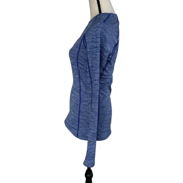 Under Armour Small Fitted Cozy Crew Top Cold Gear Thumbholes Stretch Blue Womens - Image 6