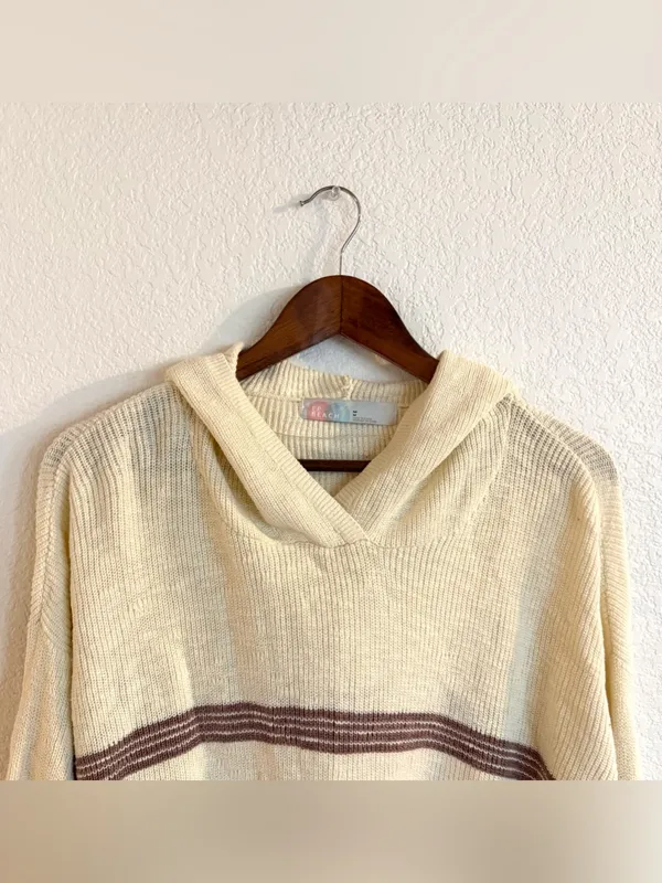 Free People Womens Sweater Beach Day Off Knit Hoodie Size Medium - Image 4