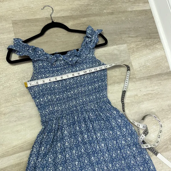 Gal Meets Glam Blue Floral Ruffle Maxi Dress Women’s Size 4 Pockets - Image 7
