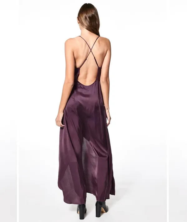 Young Fabulous & Broke Givanni Maxi Wrap Dress Raisin Solid - Image 4