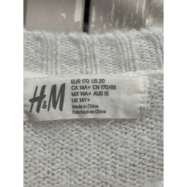 H&M Striped Pink/Green Knit Pull Over Sweater Size 20‎ Long Sleeve Soft Round - Image 2