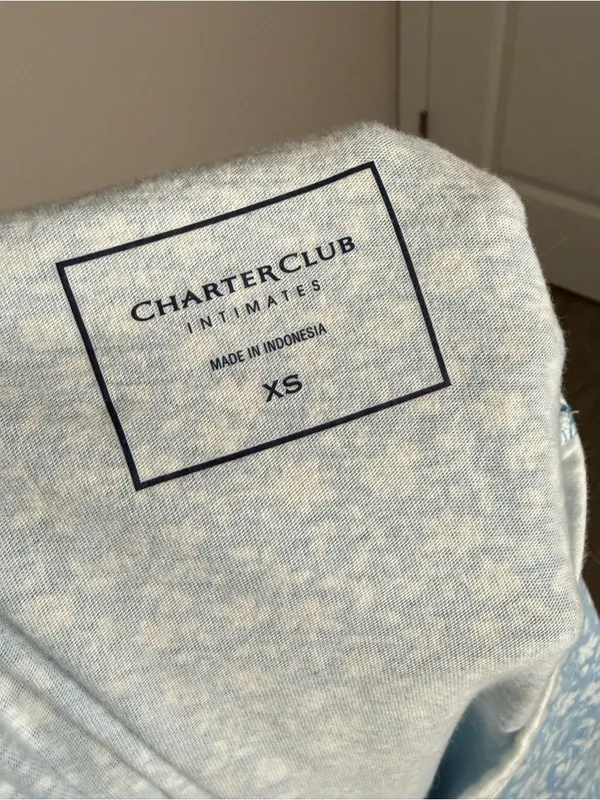 Charter Club Pale Blue & White Floral Relaxed Intimates Sleep Shirt XS - Image 4