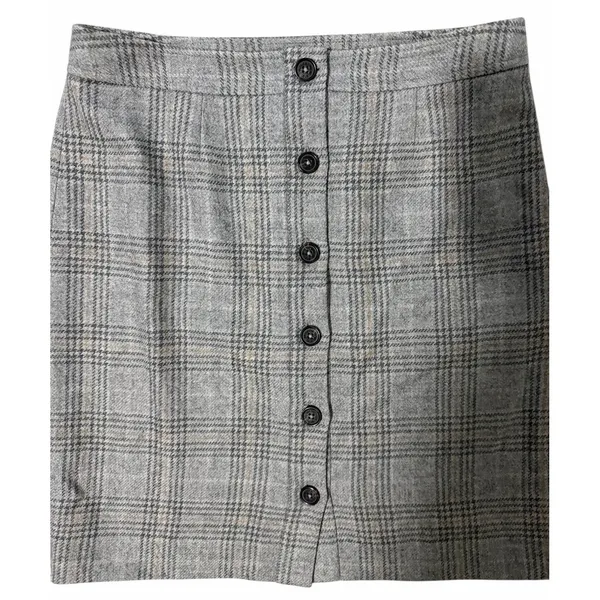 Brooks Brothers‎ 346 Gray Plaid Skirt Front Button Women's Size 6 - Image 3
