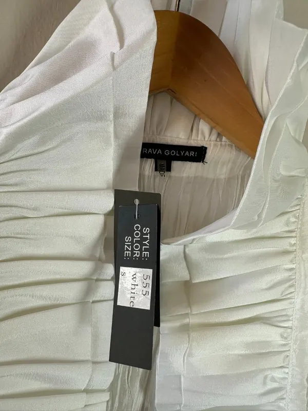 Sorava Golyari White Crinkle Taffeta Ruffle Open Front Jacket Size Small NWT - Image 6