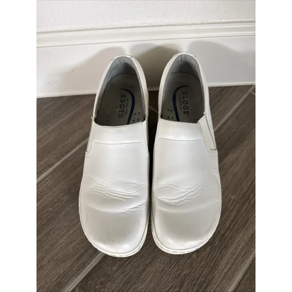 Klogs Womens Naples White Leather 9.5 Clog Nursing Shoes Closed Back Slip On - Image 10