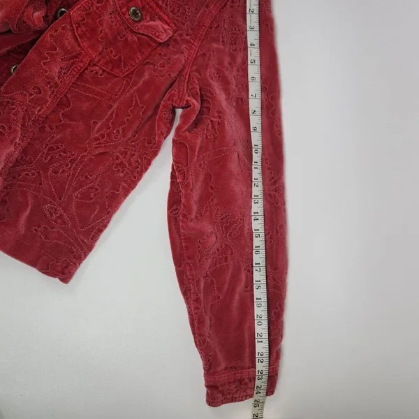 Coldwater Creek Red Velvet Embroidered Jean Jacket Style Women's Sz Large Boho - Image 8