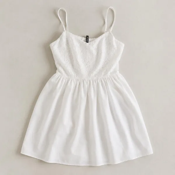H&M Divided White Lace Bodice Skater Mini Dress Coquette Bridal Size 8 - Image 2