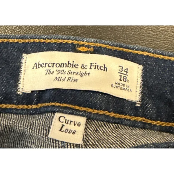 Abercrombie Fitch Womens 18 R 34‎ The 90's Straight Mid Rise Curve Love Jeans - Image 3