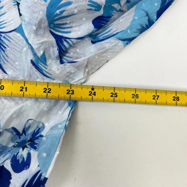 NWOT Cotton Blue Floral V Neck Mini Dress Size L - Image 8