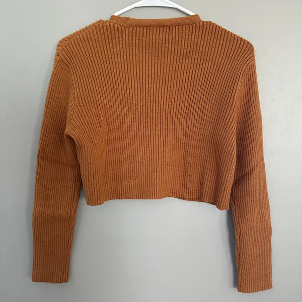 jun & ivy sweater Cropped Cardigan Juniors Small Camel - Image 3