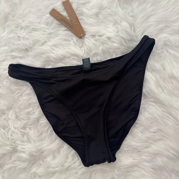 Skims Signature Swim Dipped Mid Coverage Bikini Bottom Onyx Size Medium - Image 4