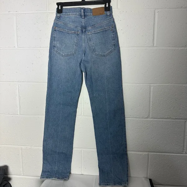 Madewell 90s Straight High Rise Jeans Medium Wash Blue Denim Size 23 - Image 3