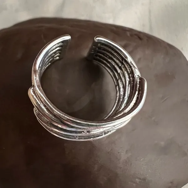 Silver metal stacked wired layer ring - Image 4
