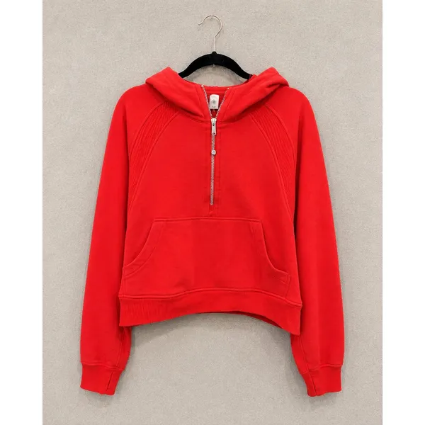 Lululemon Womens Hoodie XL/XXL Red Scuba Oversized Half-Zip Thumbholes - Image 3