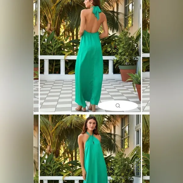 VICI‎ Atiana Satin Halter Maxi Dress Size XL Green - Image 4