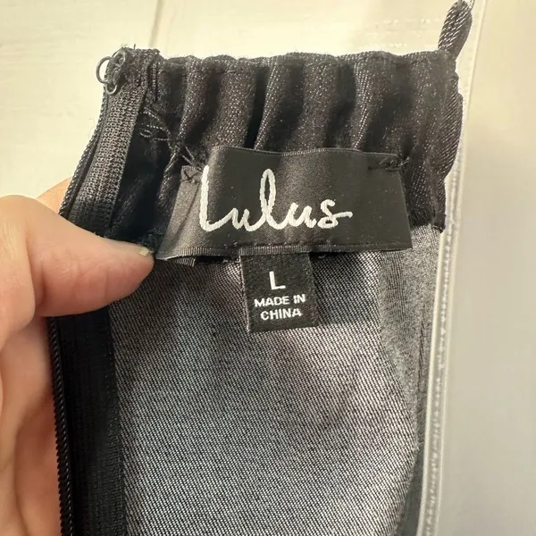 Lulus Black Denim Spaghetti Strap Dress Size Large EUC - Image 7