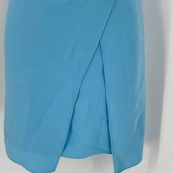 Amanda Uprichard‎ Women's Square Neck Tulip Hem Mini Dress Light Blue Size Large - Image 9
