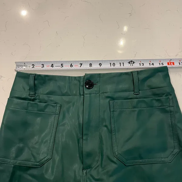 Maeve The Collette Faux Leather Green Wide Leg Cropped Pants Size 30 - Image 7