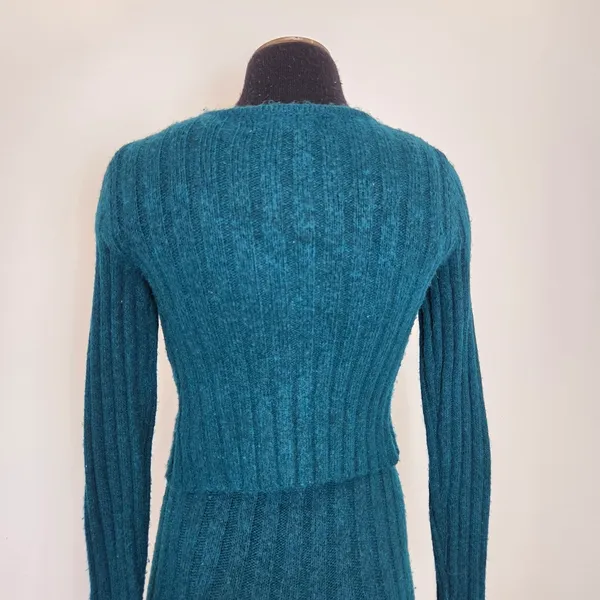 Happily Grey Sweater Dress Cardigan Set Aqua Teal Blue Cozy Loungewear Preppy S - Image 6