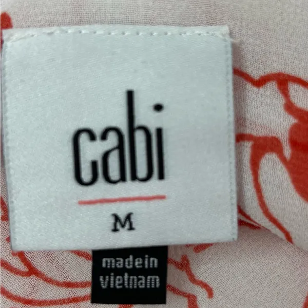CAbi M Wide Strap Sketch Floral Tank Top in Orange on White - Image 8